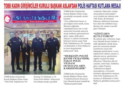 TOBB Kadın Girişimciler Kurulu Başkanı Elmas Aslan Polis Haftası’nı Kutladı